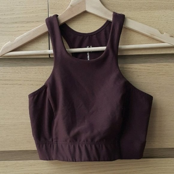 Grana Burgundy Racer Front Crop Top Sports Bra Size XS - Picture 1 of 3
